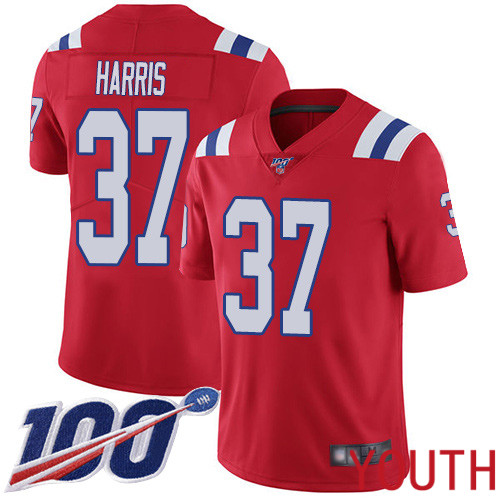 New England Patriots Football #37 100th Season Limited Red Youth Damien Harris Alternate NFL Jersey->women nfl jersey->Women Jersey